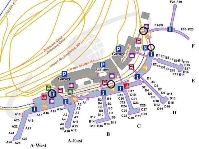 フィラデルフィア空港ターミナルマップ