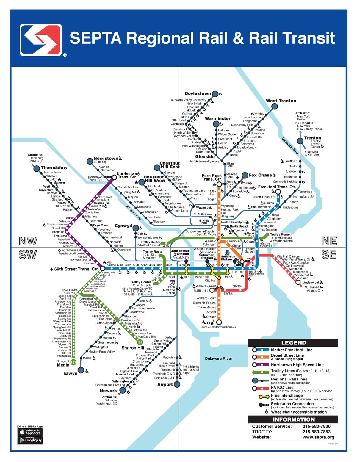 フィラデルフィアの鉄道駅マップ