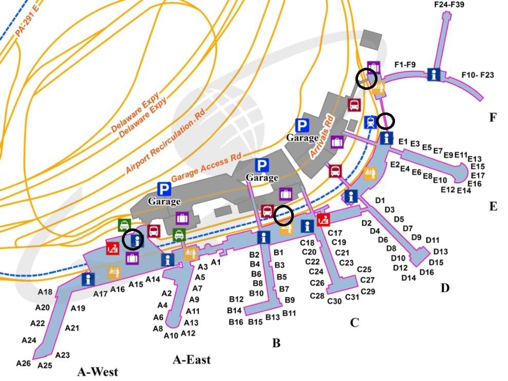 フィラデルフィア空港ターミナルマップ