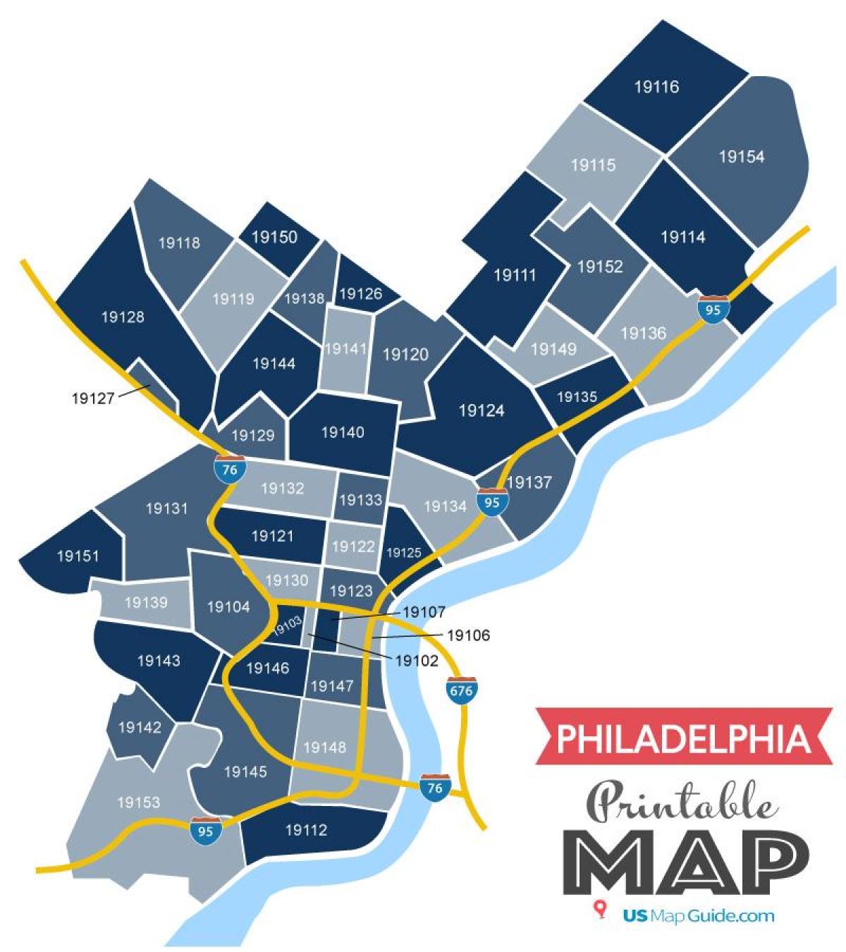 フィラデルフィアの郵便番号マップ
