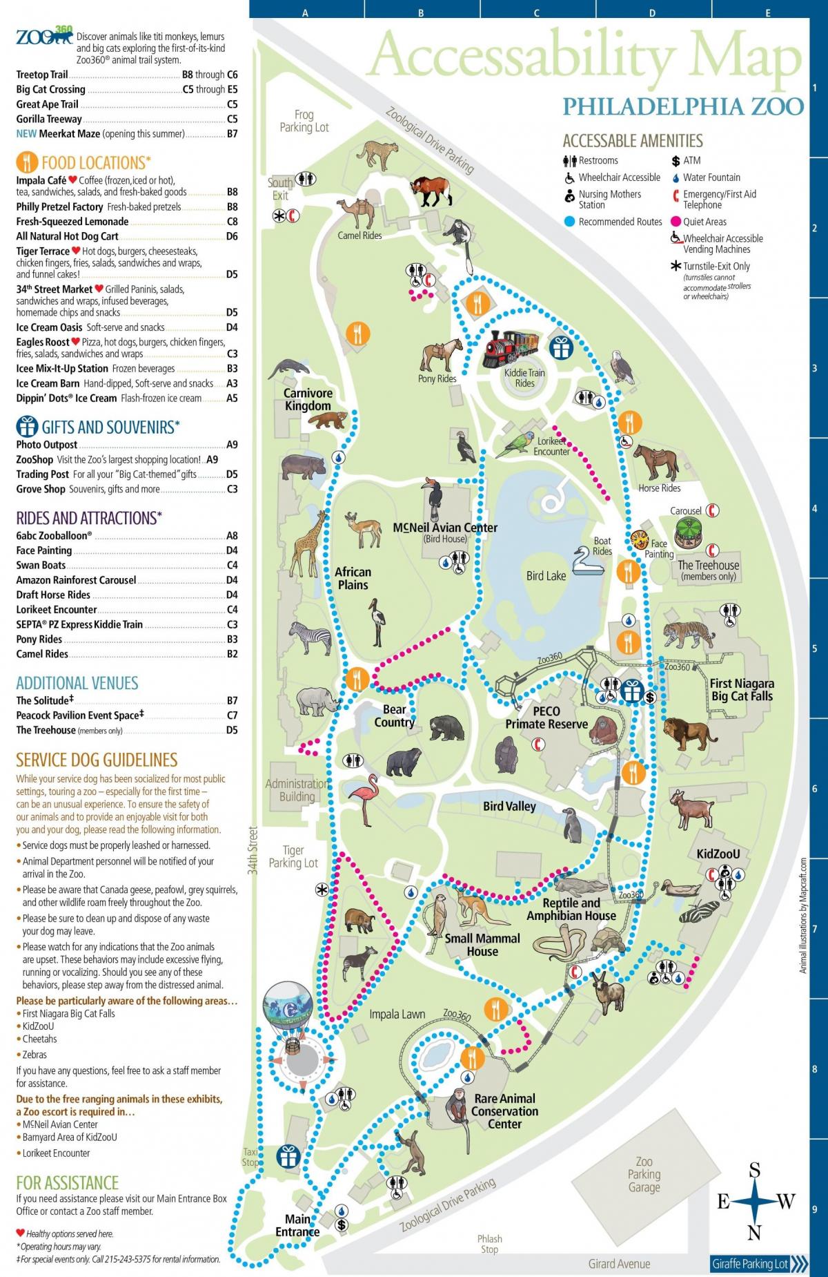 フィラデルフィア動物園のパークマップ